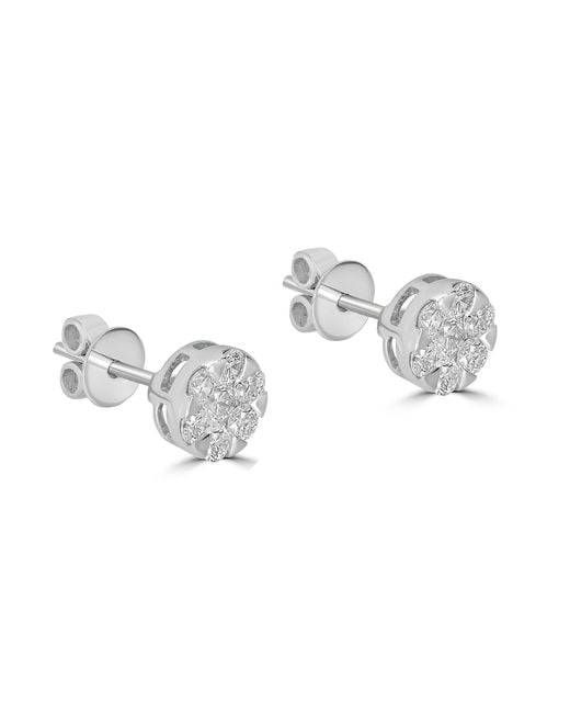 Artisan Metallic Round Diamond Cluster Earrings