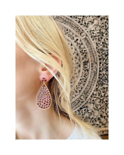 Opium Jewels Red Dew Drop Jali Earrings