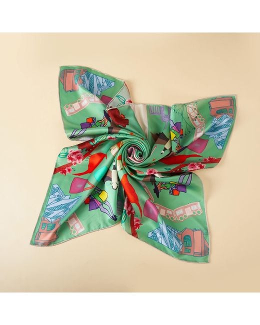 Soft Strokes Silk Green Toronto Pure Silk Large Square Scarf