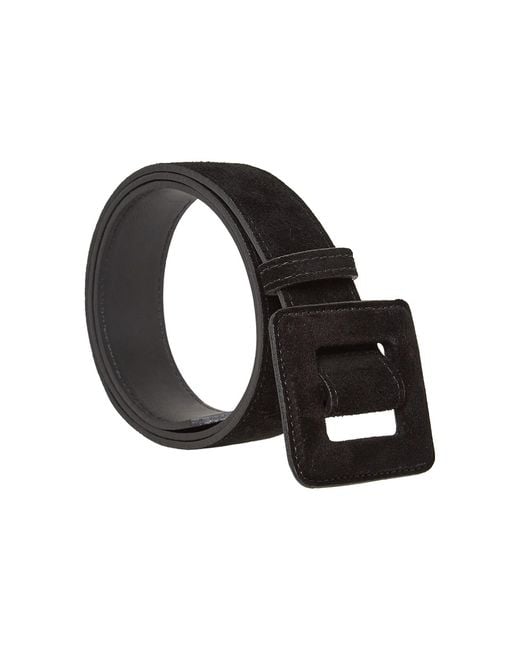 BeltBe Black Suede Mini Square Buckle Belt