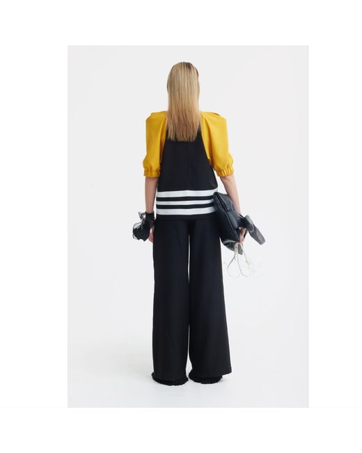 Julia Allert Black Designer Puff Sleeve Blouse – Mustard