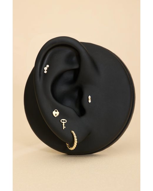 Vanhi White 14K Solid Greta Lab-Grown Diamond Flat Back Stud