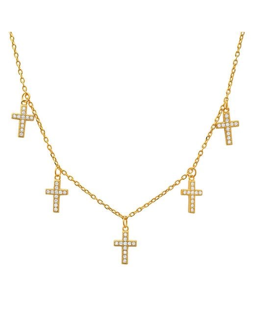 Kylie Harper Metallic Dangling Diamond Cz Cross Charm Necklace