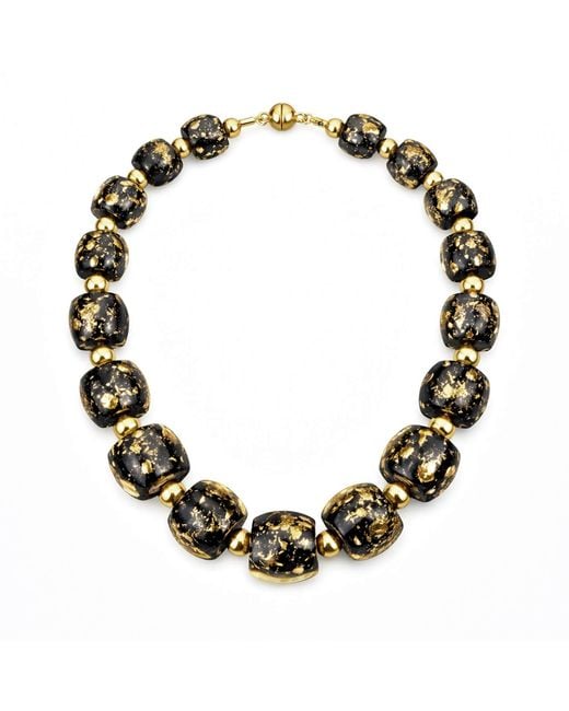Gold & Honey Blue Beaded Lucite Necklace For After Hours