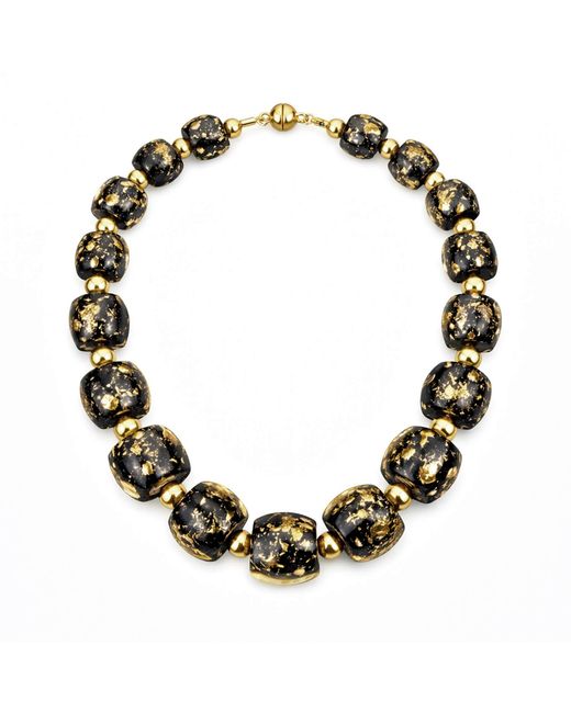 Gold & Honey Blue Beaded Lucite Necklace For After Hours