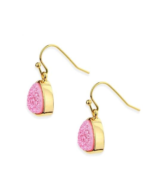 Saachi Pink Triangle Druzy Dangle Earring