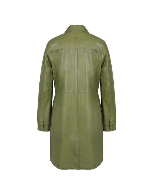 Freaky Nation Green Unlined Leather Coat Safari