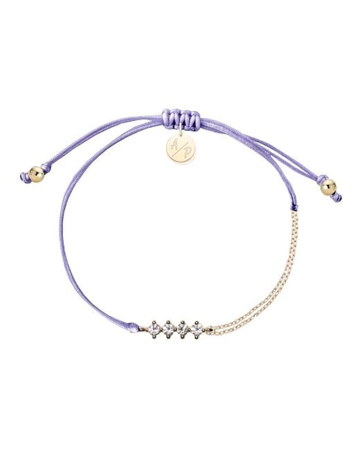 Adriana Pappas Designs Metallic Cz Crystal Bar Bracelet On Colored Cord