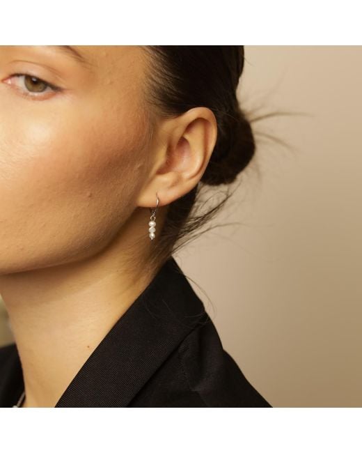 Pearl Code White Mini Pearl Hoop Earrings –