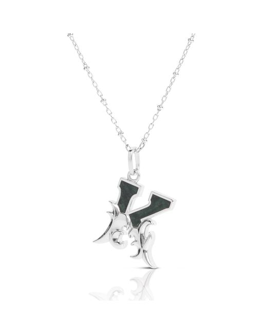 Kasun Metallic Solid K Initial Necklace With Marble