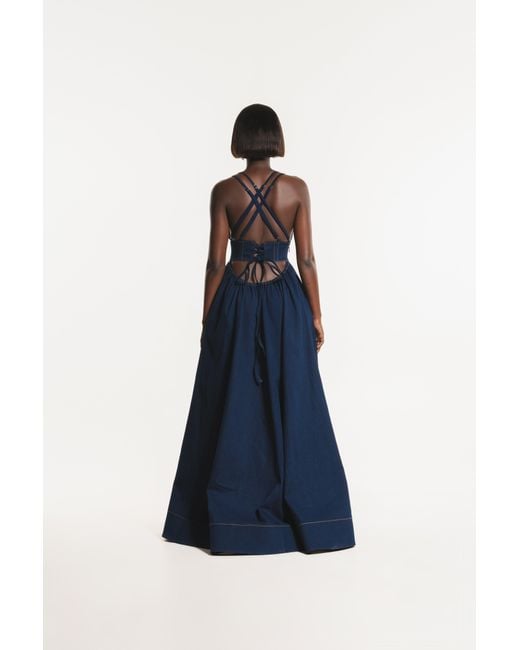 Ofuure Blue Adele Denim Maxi Dress