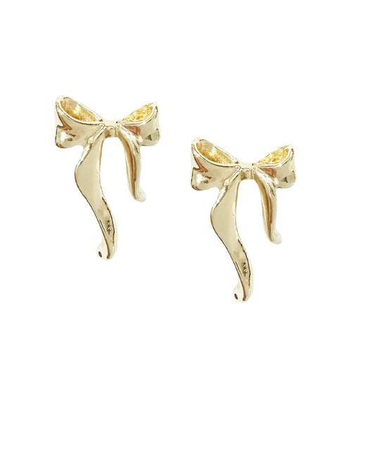 Maison De Gala Metallic Bow Drop Stud Earrings