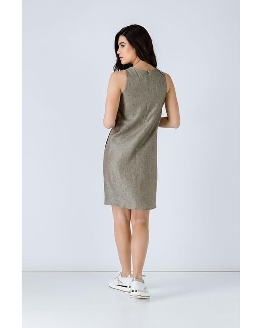 Conquista Natural Sleeveless Sack Dress With Pockets