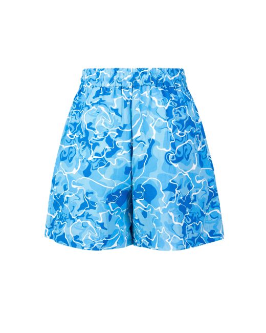 JAAF Blue High-rise Shorts In Pool Water Print