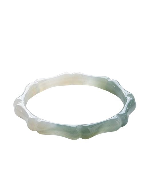seree Blue Bambam Bamboo Shaped Skinny Jade Stone Bangle