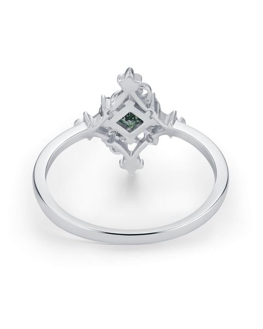 Azura Jewelry New York White Vine Diamond Moss Agate Ring Vermeil