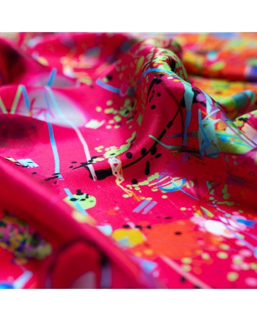Lilia Munn Pink Dragon Fruit Silk Scarf