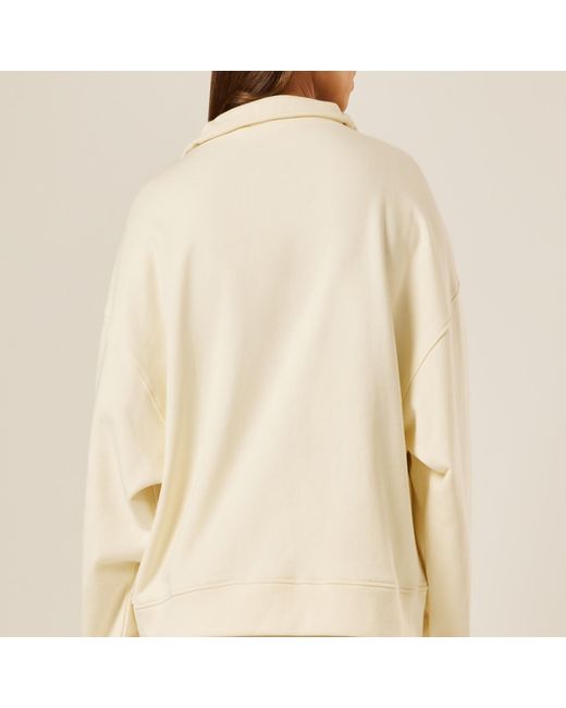 Be Athletica Natural Varsity Athletica Quarter-Zip Sweatshirt
