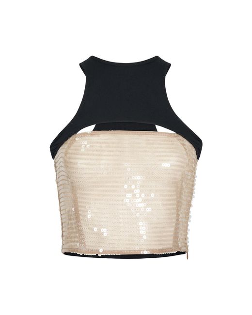Egyptian Blue Black Neutrals Cropped Sequin Tank Top