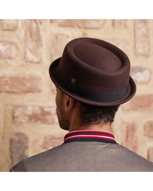 Dasmarca Hats Brown Jack Felt Skimpy Brim Short Brim Rude Boy Mod Style Porkpie Hat for men
