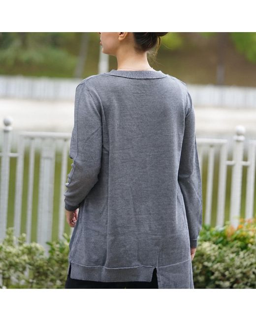 Nuvv Collection Gray Asymmetric Merino Wool Sweater – Premium Italian Yarn Design