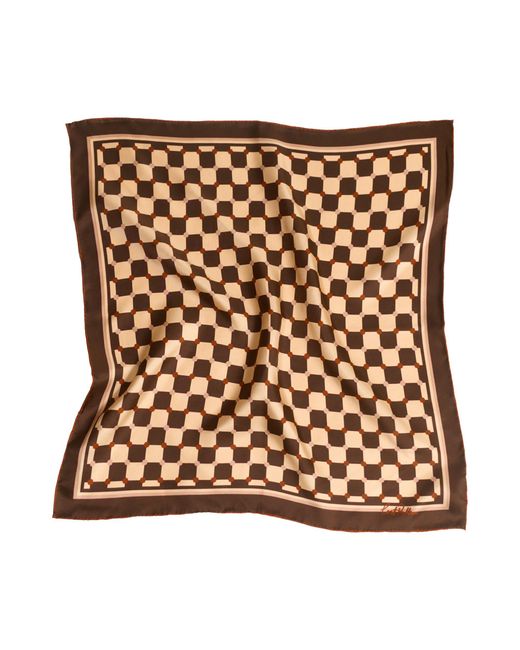 Lost Pattern Natural Checkerboard Silk Bandana Scarf