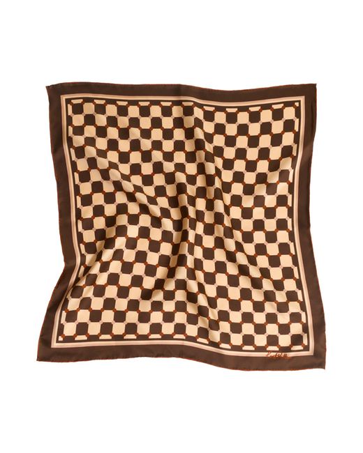 Lost Pattern Natural Checkerboard Silk Bandana Scarf