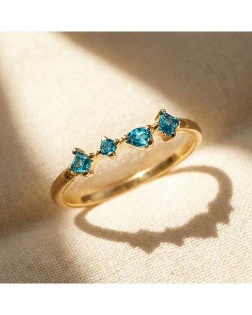 Harfi Blue Adjustable Vermeil Ring With Minimalist Aquamarine Gemstones