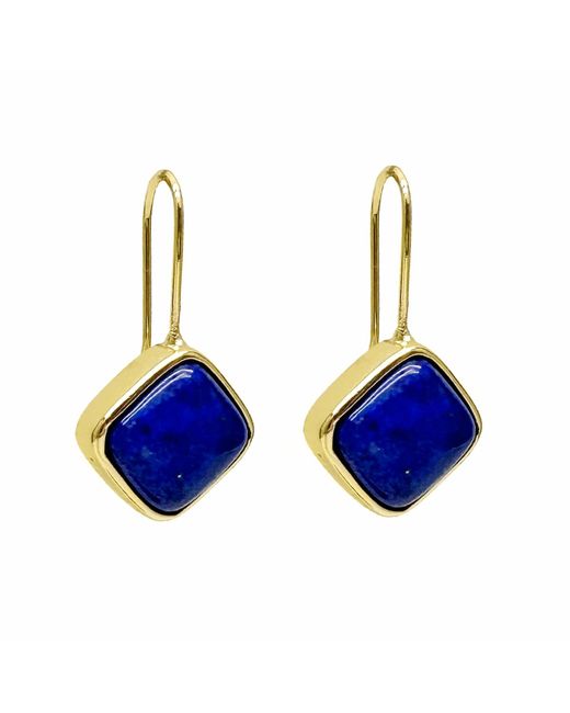 Farra Blue Minimalist Square Shaped Lapis Hook Earrings