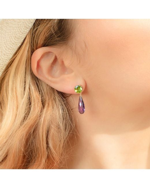 Augustine Jewels Green Amethyst & Peridot Drop Earrings