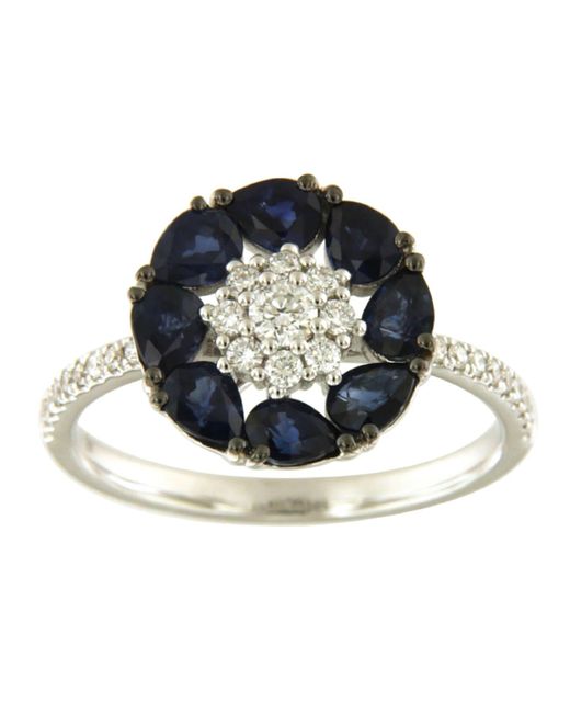 Artisan 18k White Gold With Pear Cut Blue Sapphire & Diamond Cocktail Ring Jewelry