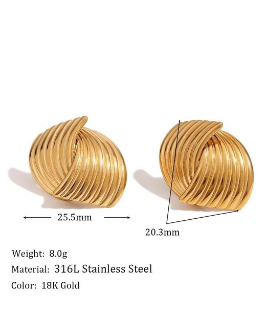 Nazzar Metallic Knot Ribbed Vintage Earrings