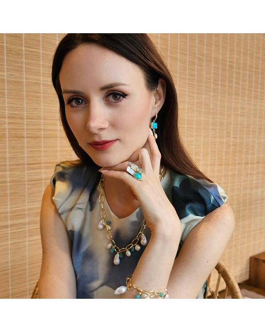 Farra White Amazonite Stone Setting Platinum Statement Ring