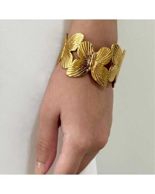 Hzmer Jewelry Yellow Divine Butterfly Cuff Bracelet