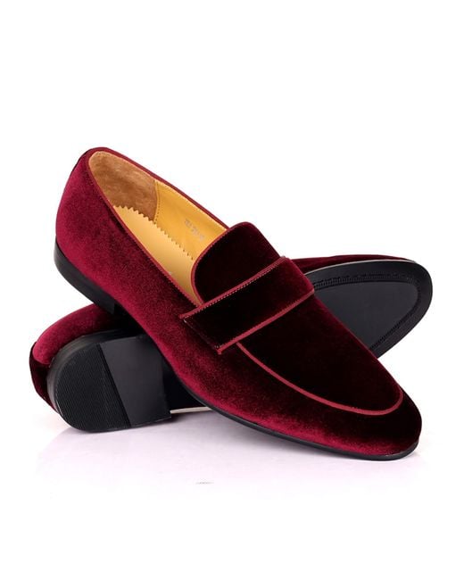 DAVID WEJ Alfred Velvet Loafers – Wine for men