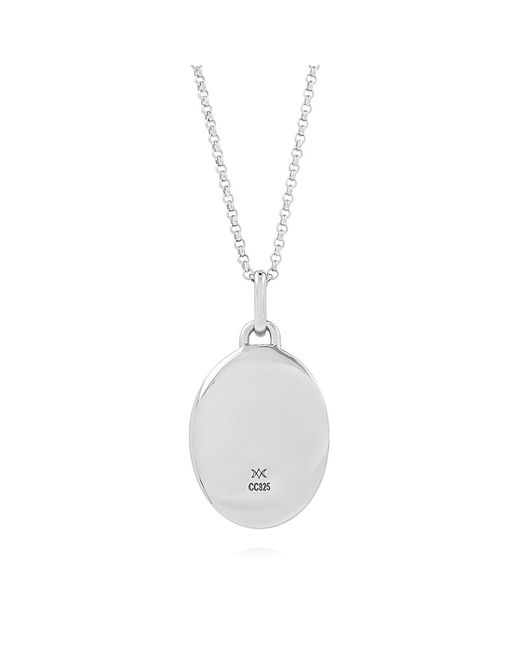 Cote Cache Metallic Mother Of Pearl Mirror Pendant Necklace