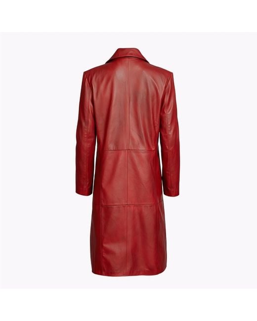 Zasta Studio Red The Planet Long Coat Leather Jacket for men