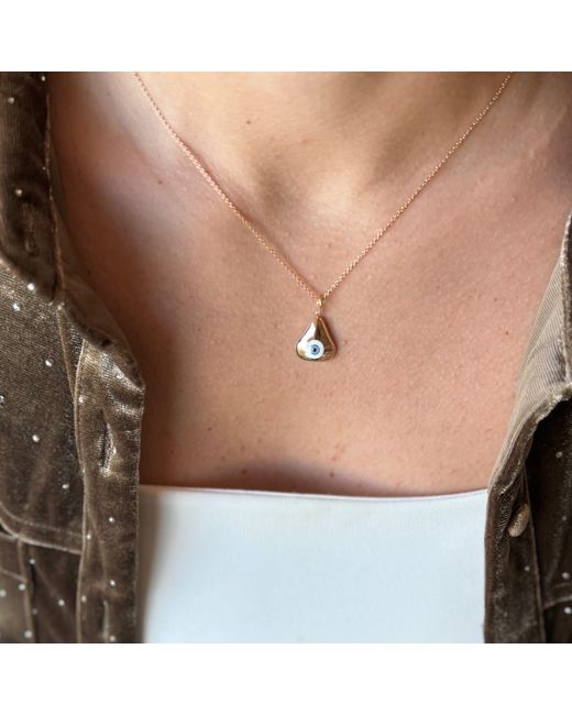 Ecce | Artisan Diamonds Metallic 14Ct Solid Drop Evil Eye Enamelled Necklace