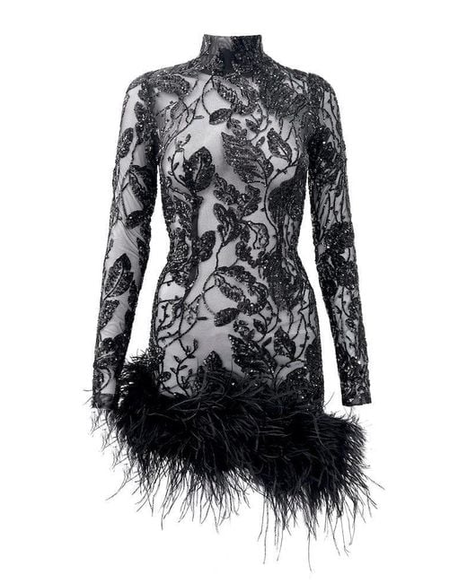 Moda Glam Black Imani Sheer Sequin Mini