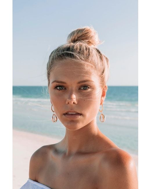 Adriana Pappas Designs Metallic Hammered Hoop Shell Drops