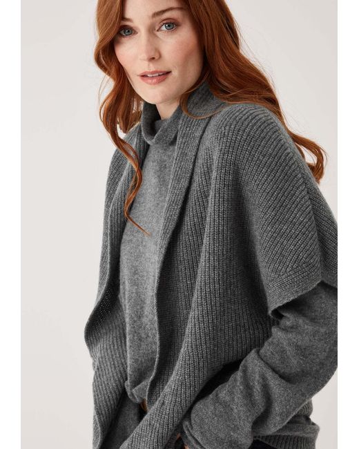 Loop Cashmere Gray Half Cardigan Sleeveless Cardigan