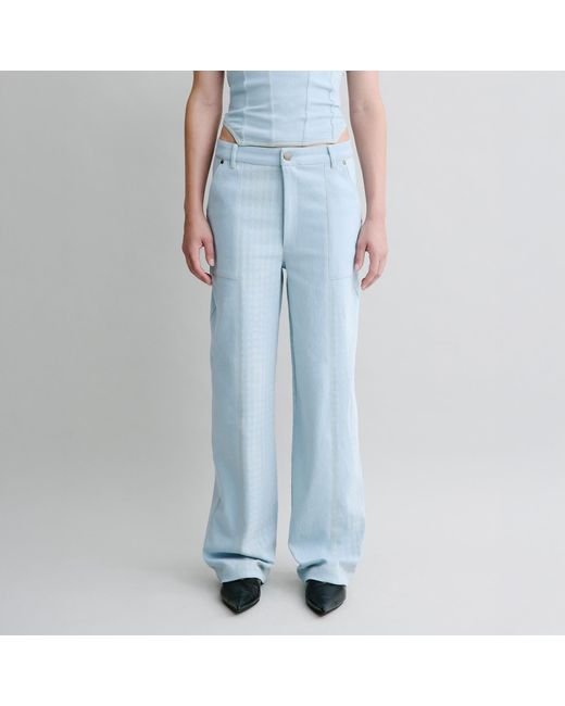 Luroq London Blue Panelled Denim Trousers