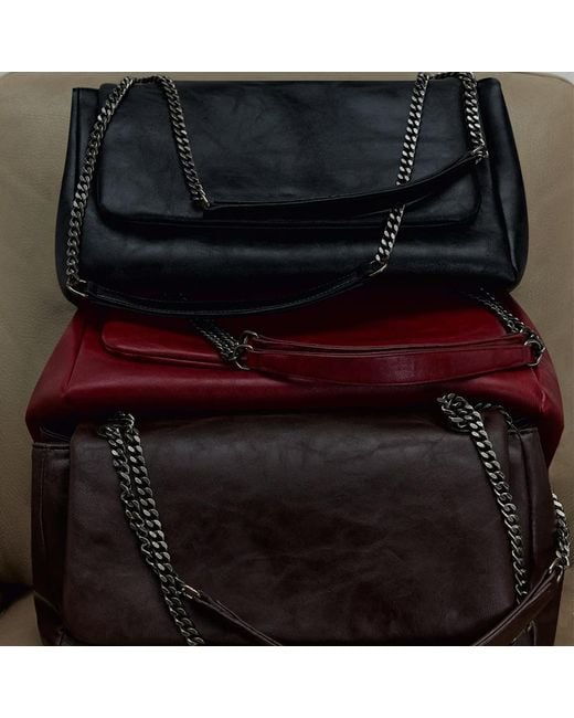 Sd Collection Purple Milan Chain Leather Bag