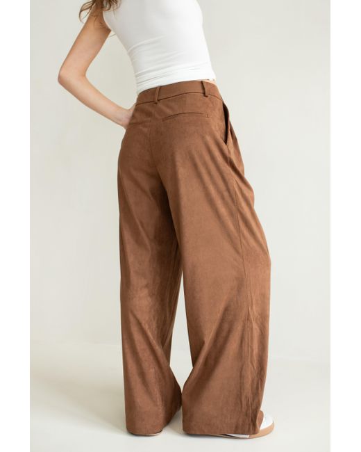 Vænn Brown Enderby Faux Suede Wide Leg Pant Cocoa