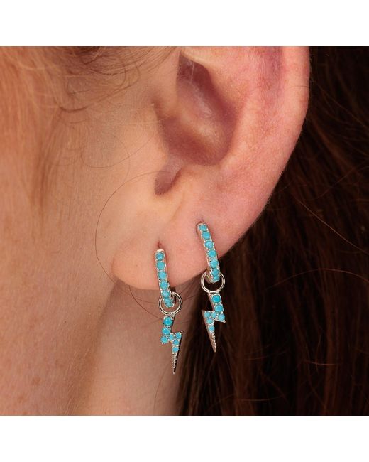 Scream Pretty Blue Lightning Bolt Charm Hoop Earrings