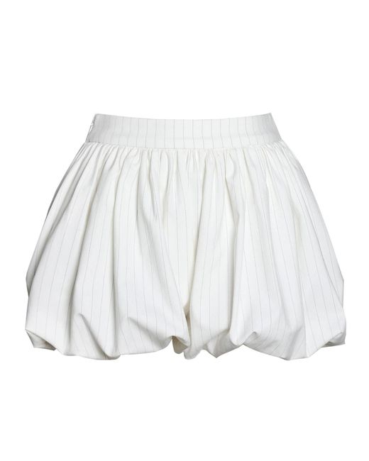 Miss Circle New York White Sylvie Pinstripe Bubble Shorts