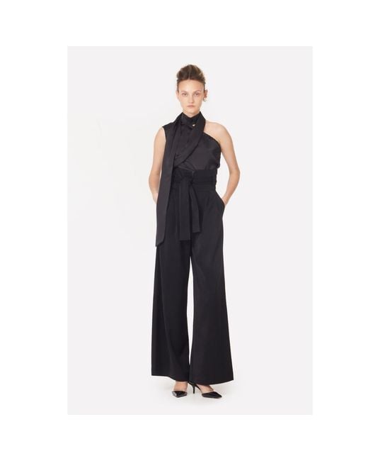 Julia Allert Black High Waist Long Wide Leg Trousers –