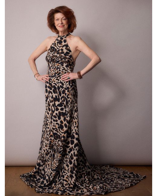 Amanda Thompson Couture Brown Marianne Bias Cut Dress Animal