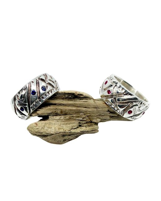 Tg-Jewellery by Tamara Gervasio Green Abstract Ring – Sterling With Sapphires for men