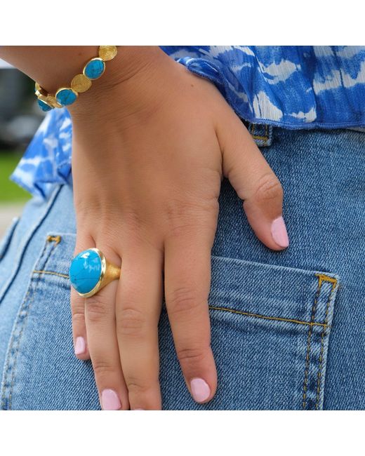 Marcia Moran Blue Dalila Round Statement Ring